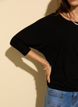 Immaculate Vegan - Spenser LENZING™ ECOVERO™ Relaxed Boat Neck Top | Caviar Black