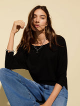 Immaculate Vegan - Spenser LENZING™ ECOVERO™ Relaxed Boat Neck Top | Caviar Black