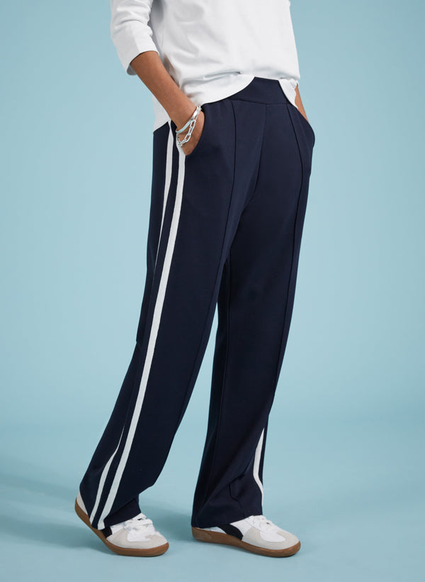 Tippi LENZING™ ECOVERO™ Side Stripe Trousers | Navy & White