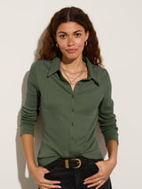 Immaculate Vegan - Susan Organic Cotton Button Down Top | Light Khaki