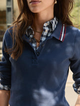 Immaculate Vegan - Cameron Organic Cotton Stripe Collar Top | Deep Indigo