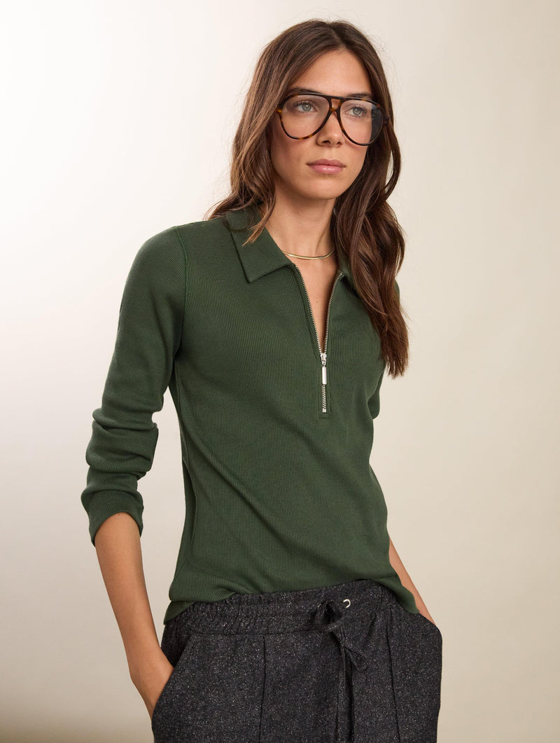 Baukjen Organic Cotton Zip Collar Top