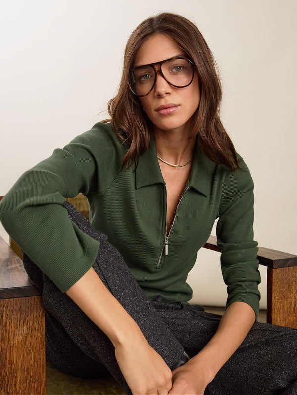 Baukjen Organic Cotton Zip Collar Top