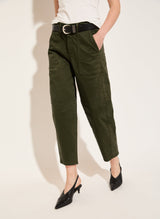 Immaculate Vegan - Amelia Organic Cotton Barrel Leg Cargo Trousers | Dark Olive