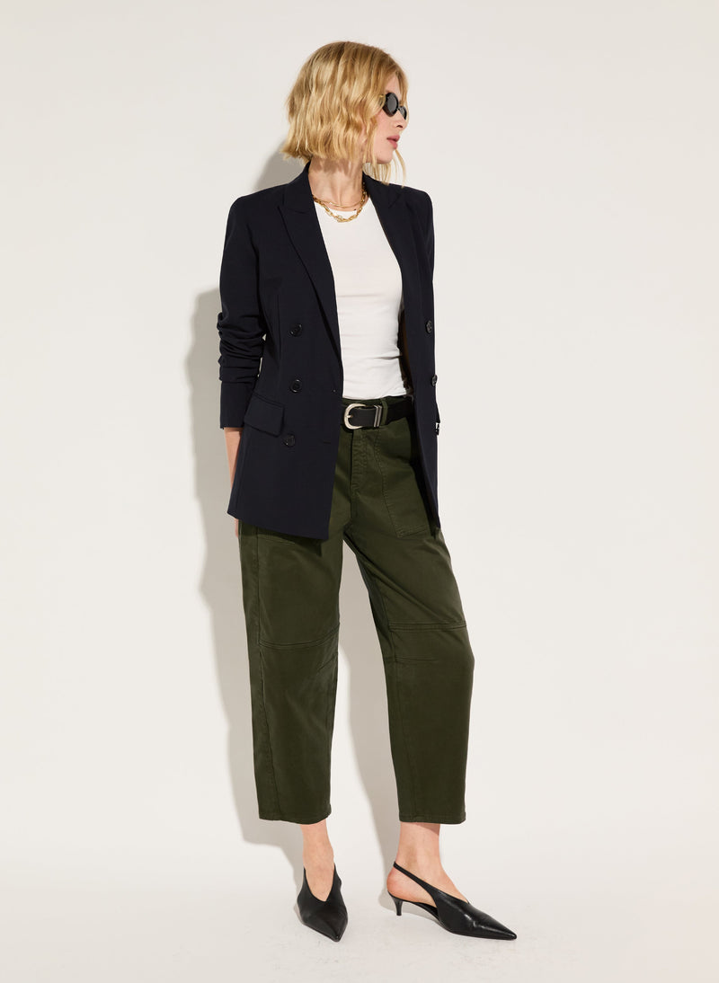 Amelia Organic Cotton Barrel Leg Cargo Trousers | Dark Olive