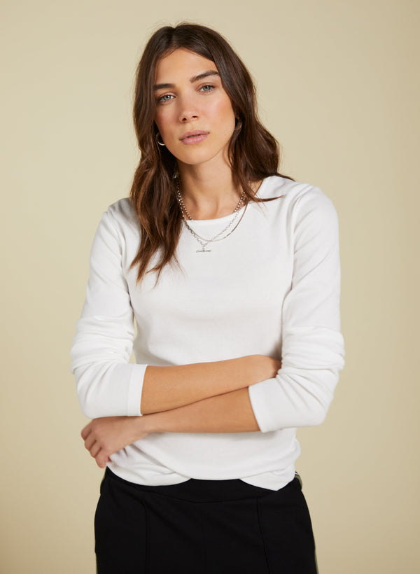 Krystea TENCEL™ & Organic Cotton Crew Neck Top | Pure White