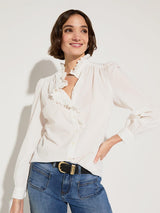 Immaculate Vegan - Milla Organic Cotton Broderie Detail Blouse | Soft White