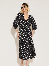 Immaculate Vegan - Olesia LENZING™ ECOVERO™ Printed Midi Dress | Black Polka Dot