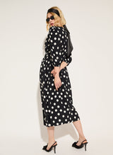 Immaculate Vegan - Olesia LENZING™ ECOVERO™ Printed Midi Dress | Black Polka Dot