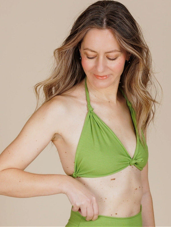 Piuma Knotscape Cotton Bikini Top | Green