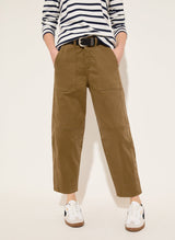 Immaculate Vegan - Amelia Organic Cotton Barrel Leg Cargo Trousers | Brown