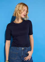 Immaculate Vegan - Liljana Regenerative Cotton Slim Tee | Classic Navy