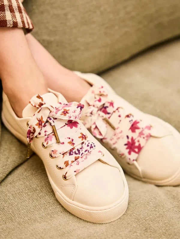Minuit sur Terre Lacets Fleuris Blanc Rose