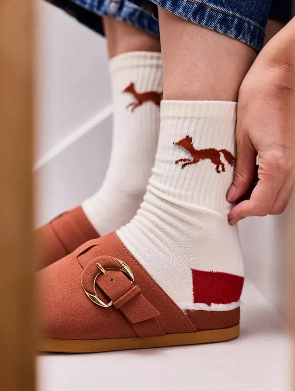 Minuit sur Terre Chaussettes Renard Brique