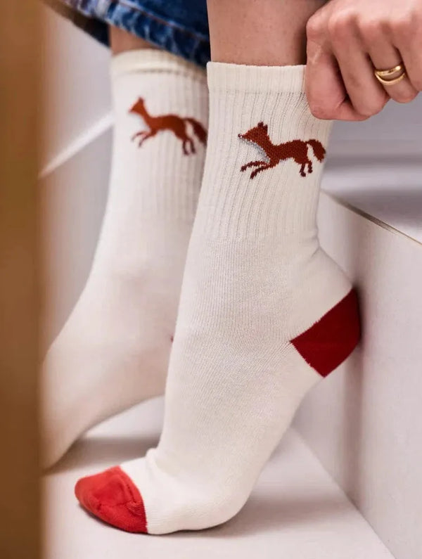 Minuit sur Terre Chaussettes Renard Brique