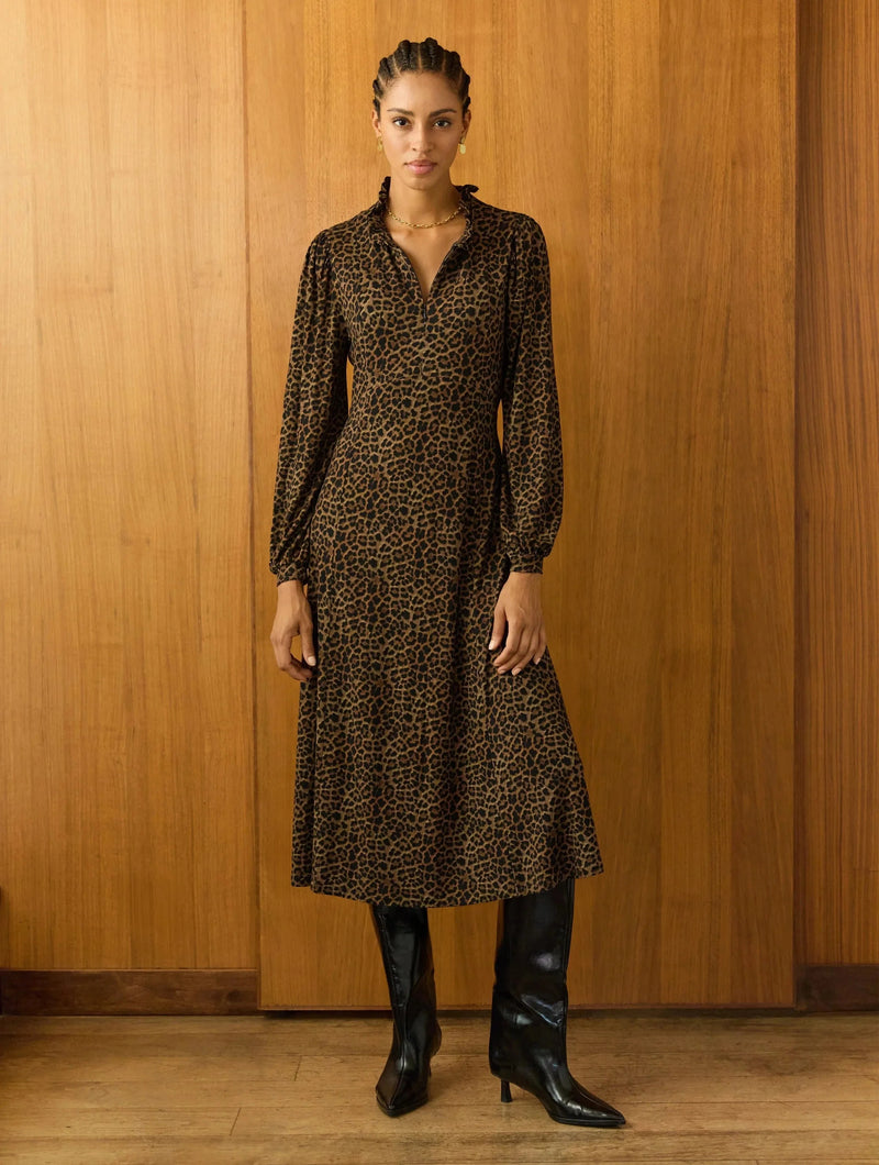 Hannah Printed Jersey Midi Dress | Chestnut Leopard Immaculate Vegan Hannah Printed Jersey Midi Dress | Chestnut Leopard Immaculate Vegan