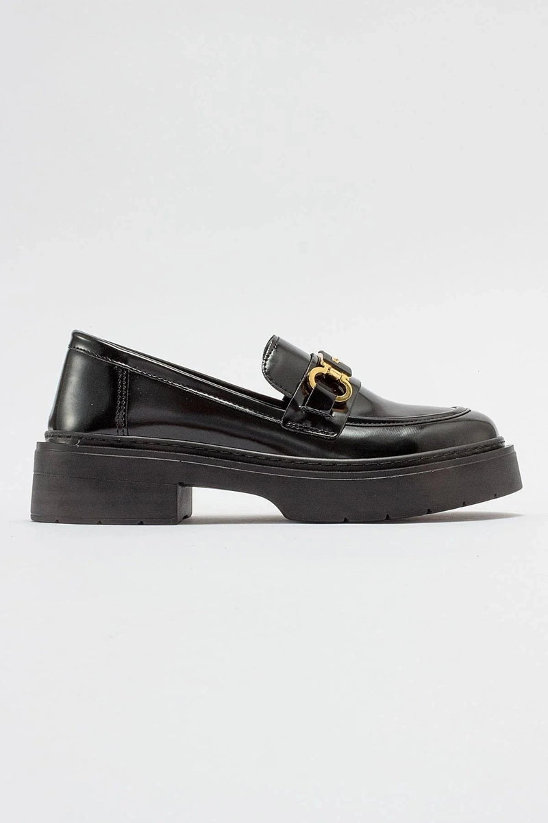 Prologue Shoes Simone - Black Patent Bit Platform Loafers