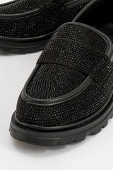 Immaculate Vegan - Prologue Shoes Babel Black Stone Embellished Suede Loafer (Women)