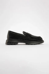 Immaculate Vegan - Prologue Shoes Babel Black Stone Embellished Suede Loafer (Women)