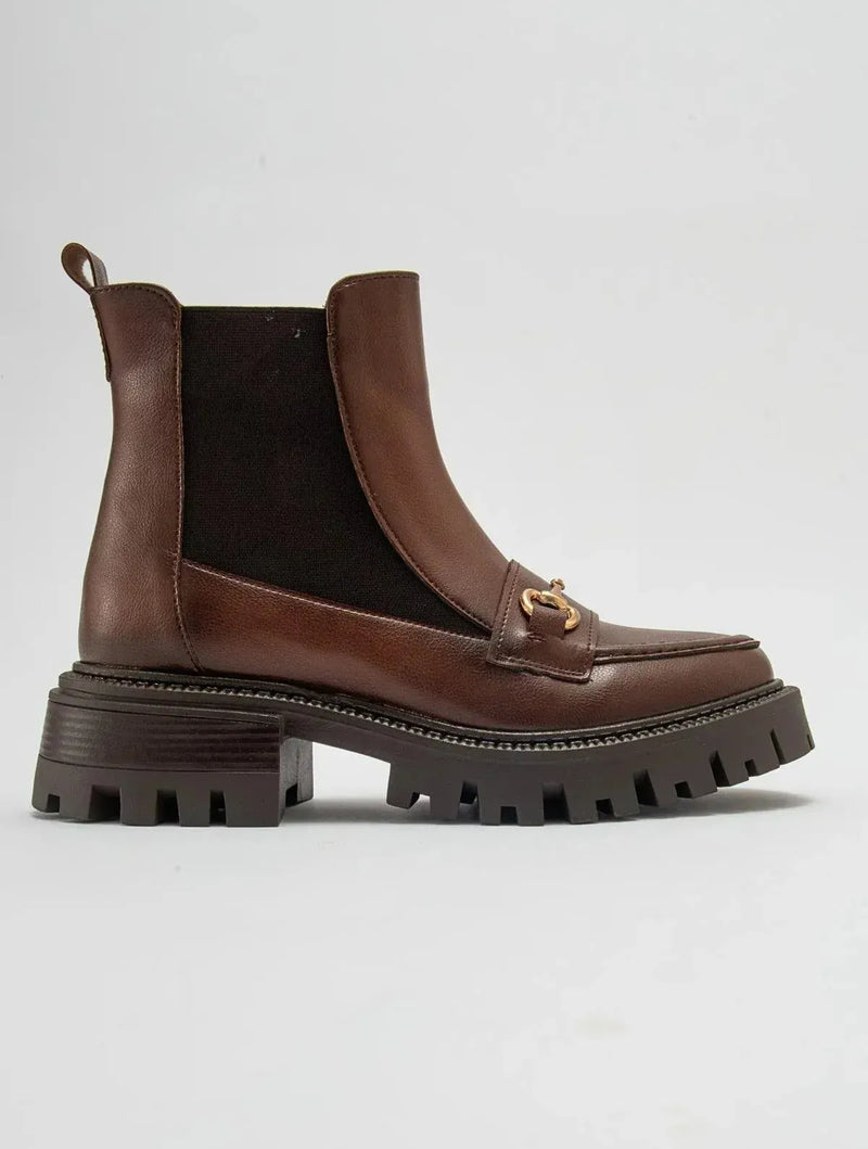 Prologue Shoes Vesper Cognac Brown Buckled Chelsea Boot (Women)