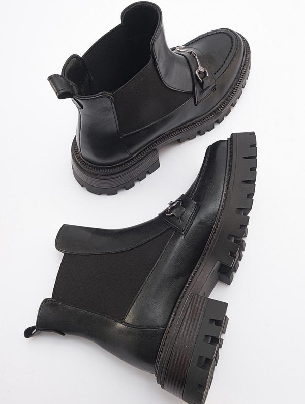 Prologue Shoes Vesper Black Buckled Chelsea Boot (Women)