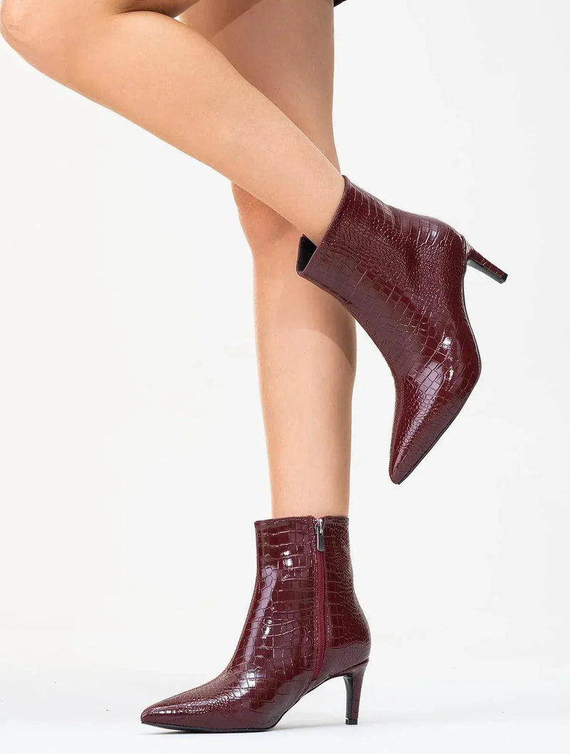 Prologue Shoes Noya Burgundy Pattern Stiletto Boot (Women)