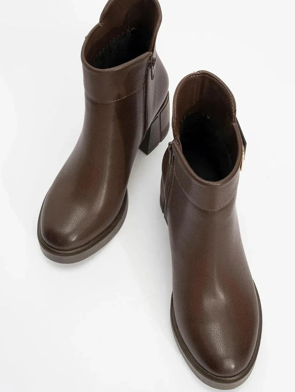 Prologue Shoes Rashe - Brown Buckled Block Heel Boot (Women)