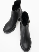 Immaculate Vegan - Prologue Shoes Rashe - Black Buckled Block Heel Boot (Women)