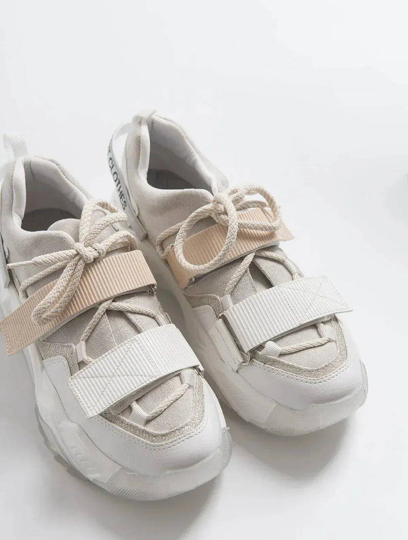 Prologue Shoes Lulen - White Glitter-Logo Velcro Sport Sneaker (Women)