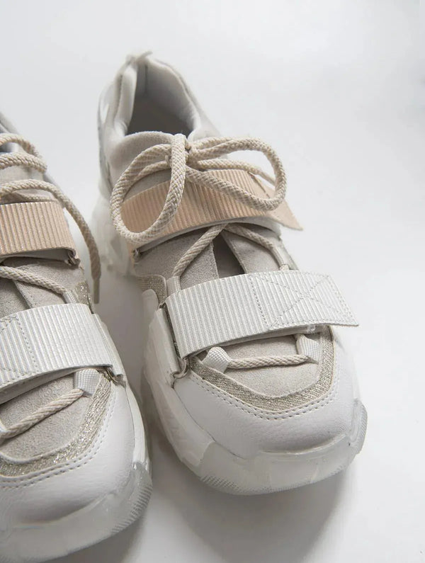 Prologue Shoes Lulen - White Glitter-Logo Velcro Sport Sneaker (Women)