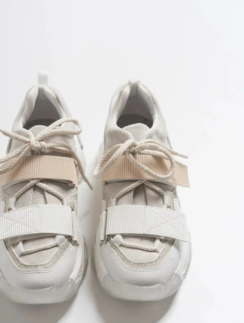 Prologue Shoes Lulen - White Glitter-Logo Velcro Sport Sneaker (Women)