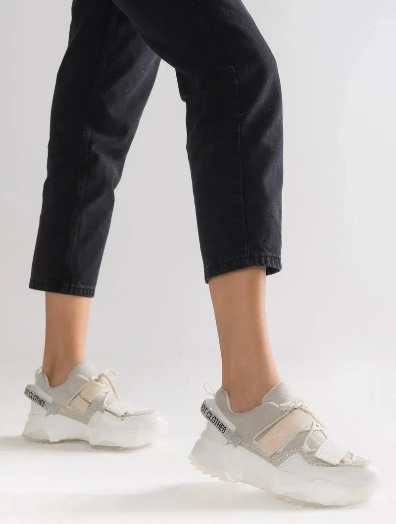 Prologue Shoes Lulen - White Glitter-Logo Velcro Sport Sneaker (Women)