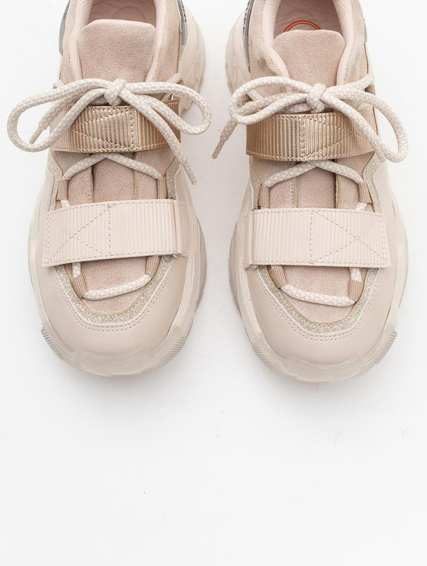 Prologue Shoes Lulen - Blush Glitter Script Velcro Sneakers (Women)