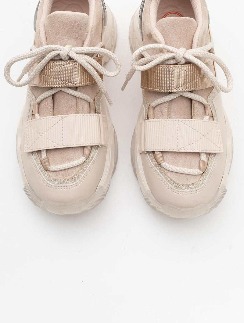 Prologue Shoes Lulen - Blush Glitter Script Velcro Sneakers (Women)