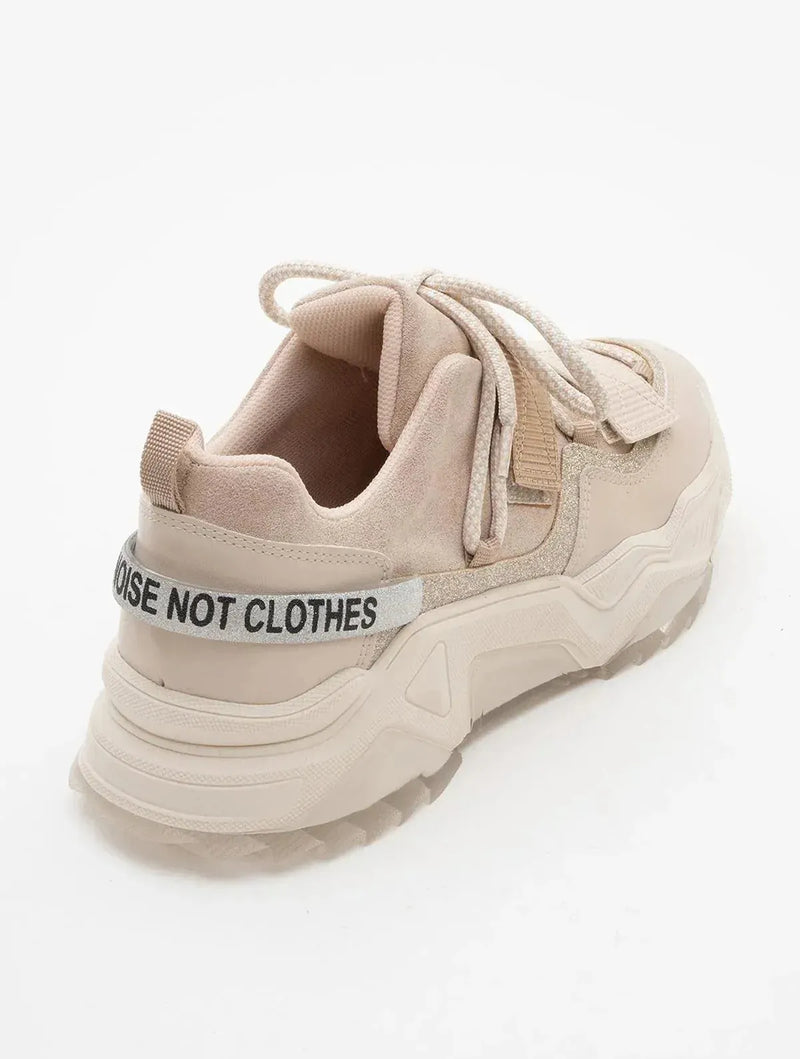 Prologue Shoes Lulen - Blush Glitter Script Velcro Sneakers (Women)