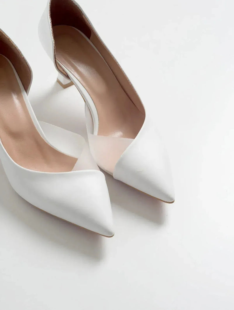 Prologue Shoes Vera White Pointed Toe Pump (Women)
