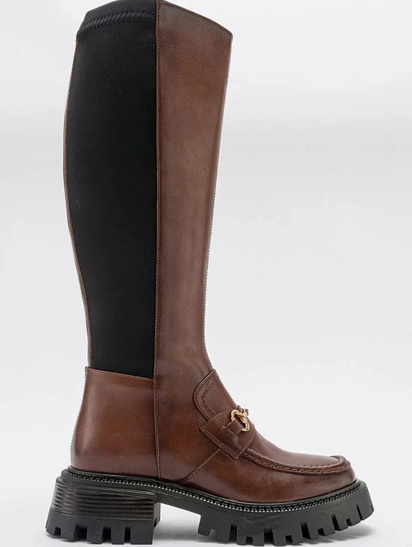 Prologue Shoes Chapel - Cognac Buckle Stretch Boot (Women)
