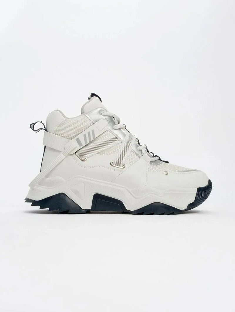 Prologue Shoes Seraphine - White Navy Zippered And Lace-Up Women's Sport Boot (Women)