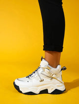 Immaculate Vegan - Prologue Shoes Seraphine - White Navy Zippered And Lace-Up Women's Sport Boot (Women)