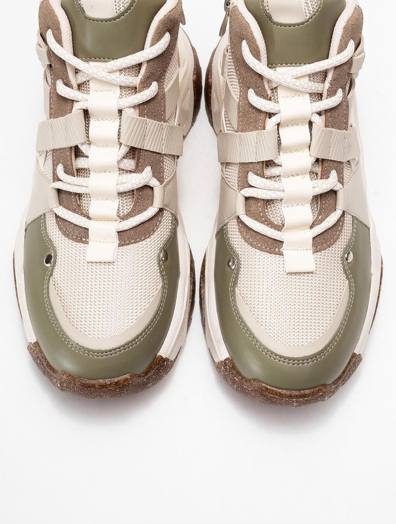 Prologue Shoes Seraphine - Beige Green Zip Lace-Up Sport Boot (Women)