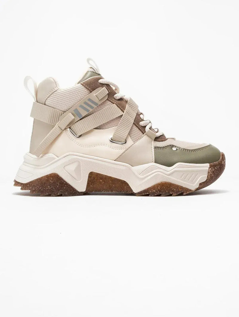 Prologue Shoes Seraphine - Beige Green Zip Lace-Up Sport Boot (Women)