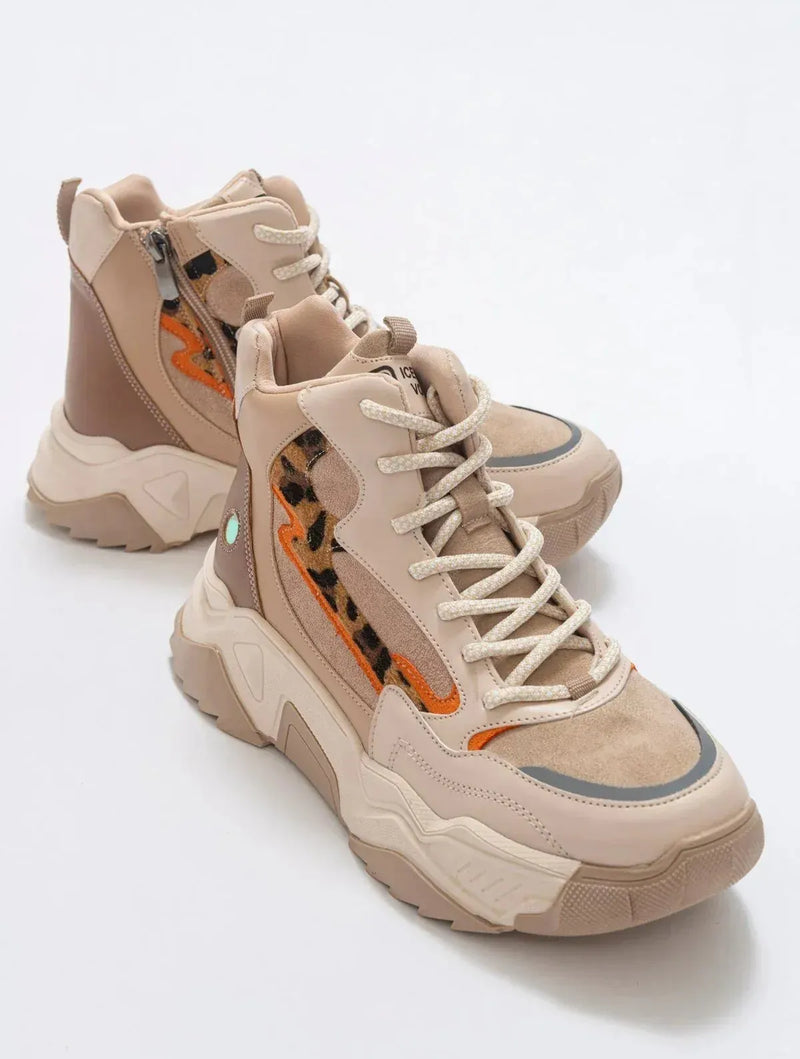 Prologue Shoes Olivia - Beige Patterned Sport Boot (Women)