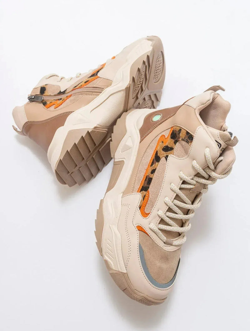 Prologue Shoes Olivia - Beige Patterned Sport Boot (Women)