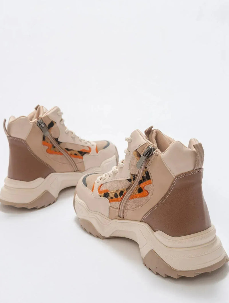 Prologue Shoes Olivia - Beige Patterned Sport Boot (Women)