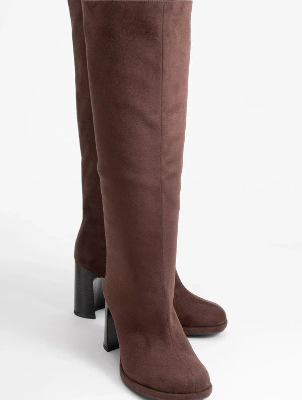 Prologue Shoes Josette - Brown Block Heel Knee-High Boot (Women)