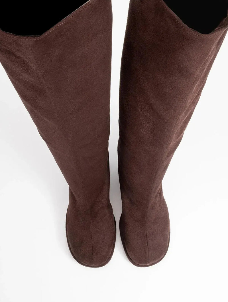 Prologue Shoes Josette - Brown Block Heel Knee-High Boot (Women)