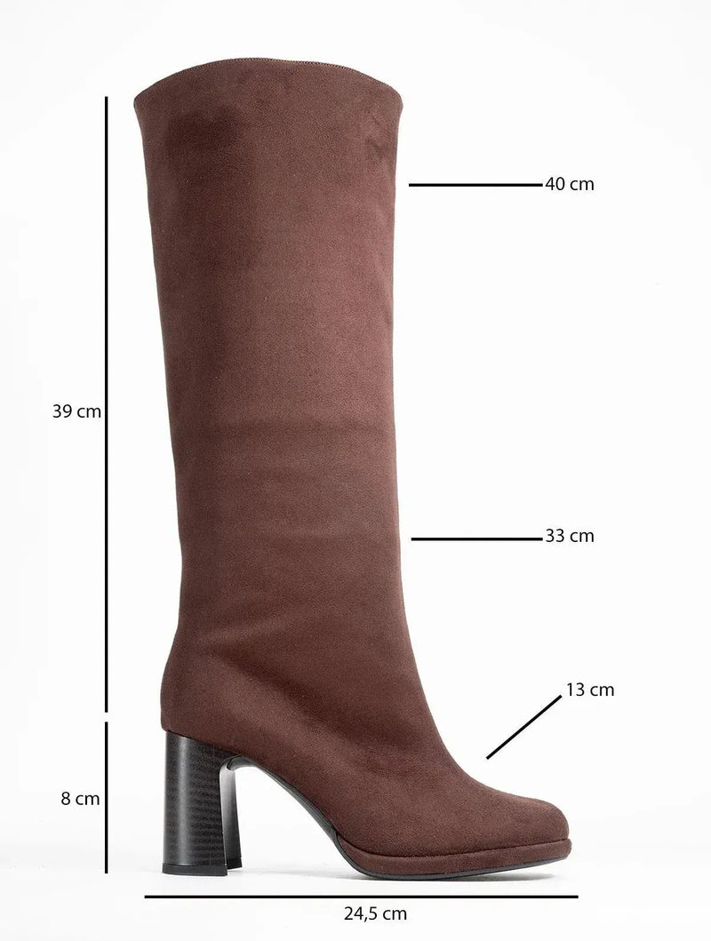 Prologue Shoes Josette - Brown Block Heel Knee-High Boot (Women)
