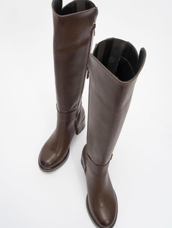 Prologue Shoes Moreni - Cognac Block Heel Knee-High Boot (Women)
