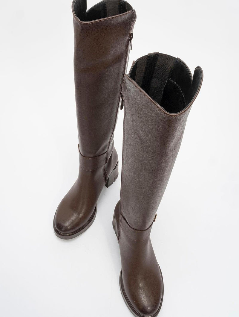 Prologue Shoes Moreni - Cognac Block Heel Knee-High Boot (Women)