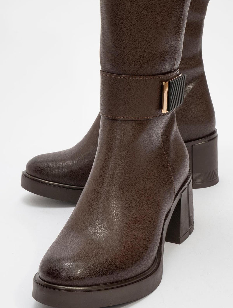 Prologue Shoes Moreni - Cognac Block Heel Knee-High Boot (Women)